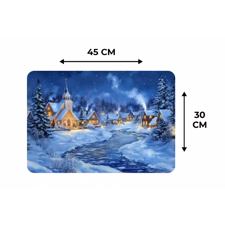 Winteravond - Kerstdorp - Donker Placemat vinyl groot -specs
