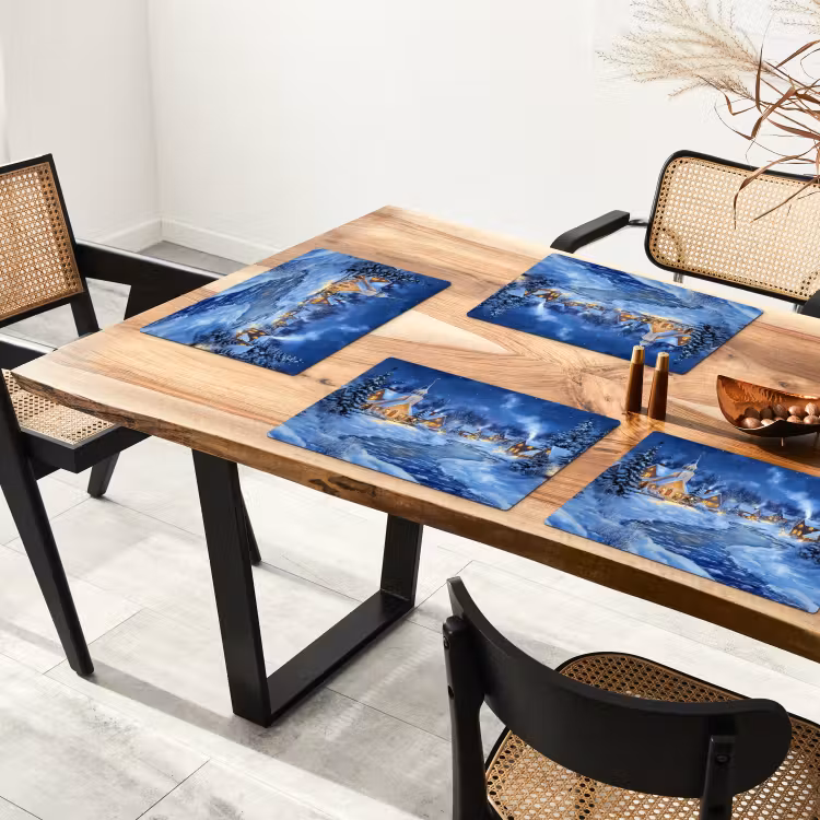 Winteravond - Kerstdorp - Donker Placemat vinyl groot -zzsfeer4_Kitchenyeah-website