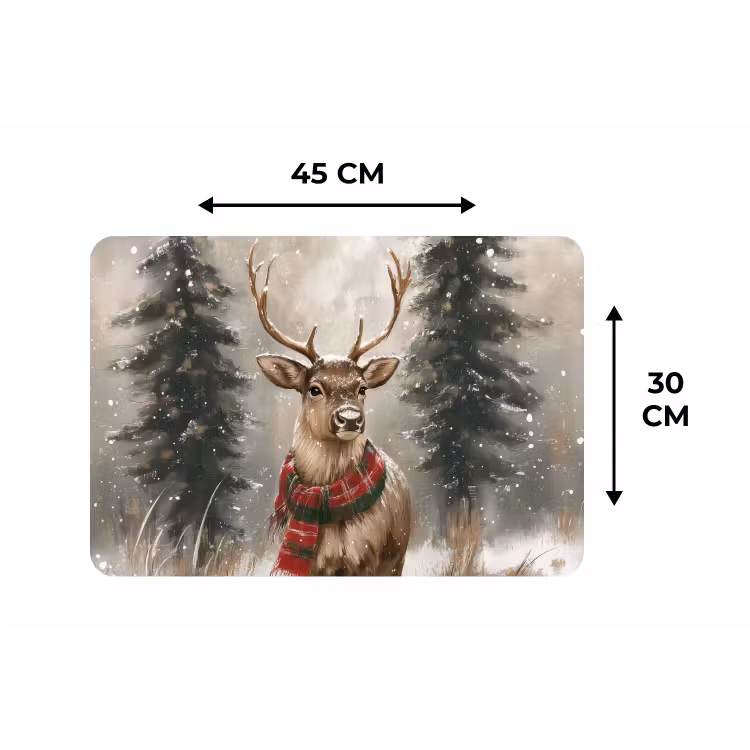 Winter - Bos - Rendier - Donker Placemat vinyl groot -specs