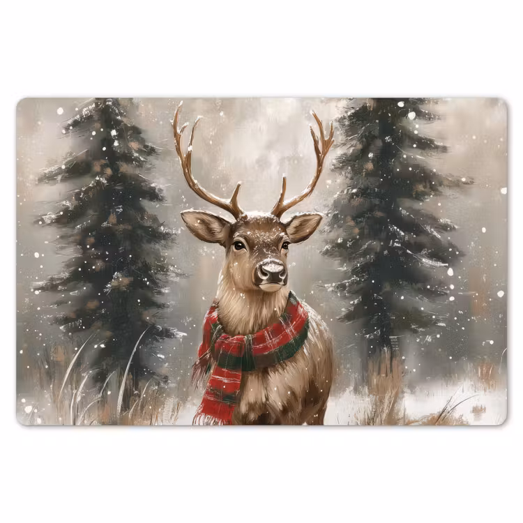 Winter - Bos - Rendier - Donker Placemat vinyl groot -zzsfeer1_Kitchenyeah-website
