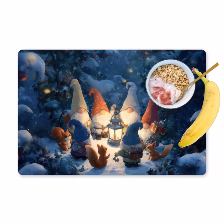 Winter - Gnooms - Eekhoorns - Meerkleurig Placemat vinyl groot -zzzproduct_Kitchenyeah-website