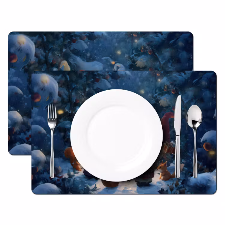Winter - Gnooms - Eekhoorns - Meerkleurig Placemat vinyl groot -zzsfeer2_Kitchenyeah-website
