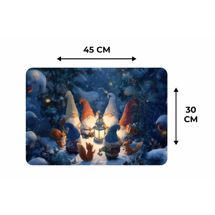 Winter - Gnooms - Eekhoorns - Meerkleurig Placemat vinyl groot -specs
