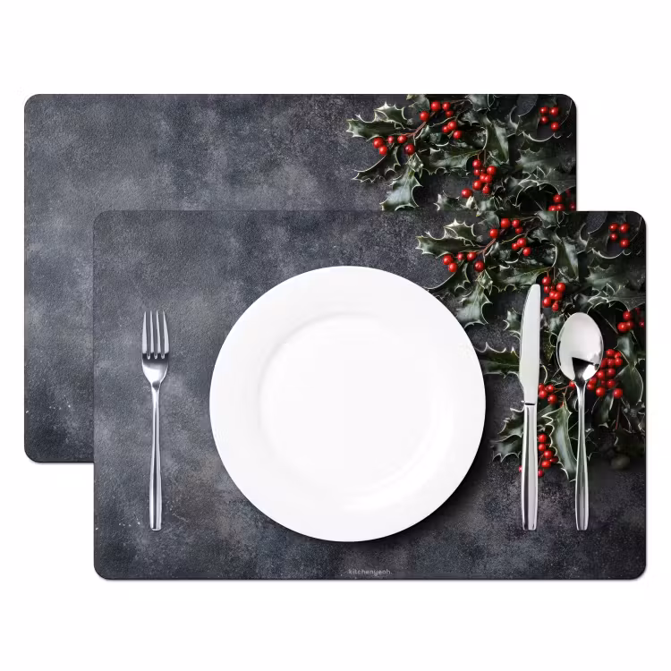 Winter - Hulst - Kerst - Beton Placemat vinyl groot -zzsfeer2_Kitchenyeah-website