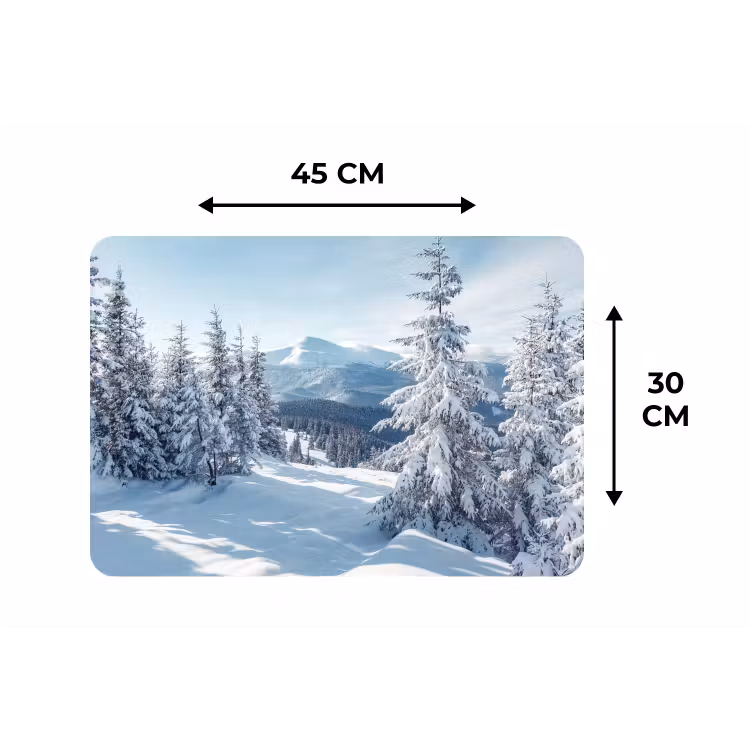 Winterlandschap - Natuur - Berg - Bomen - Sneeuw Placemat vinyl groot -specs