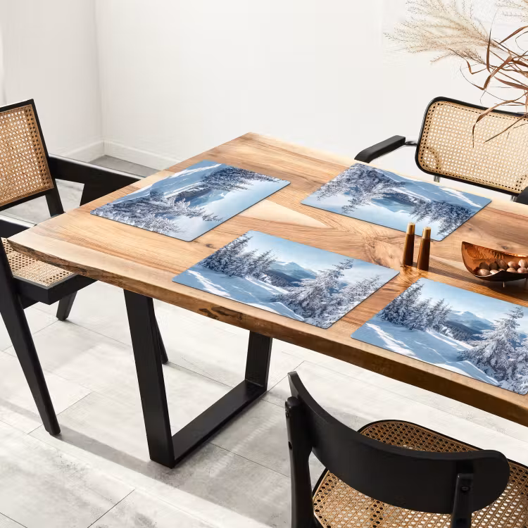 Winterlandschap - Natuur - Berg - Bomen - Sneeuw Placemat vinyl groot -zzsfeer4_Kitchenyeah-website