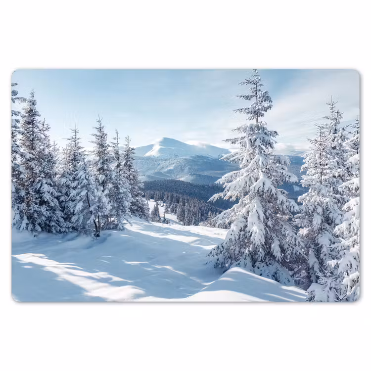 Winterlandschap - Natuur - Berg - Bomen - Sneeuw Placemat vinyl groot -zzsfeer1_Kitchenyeah-website