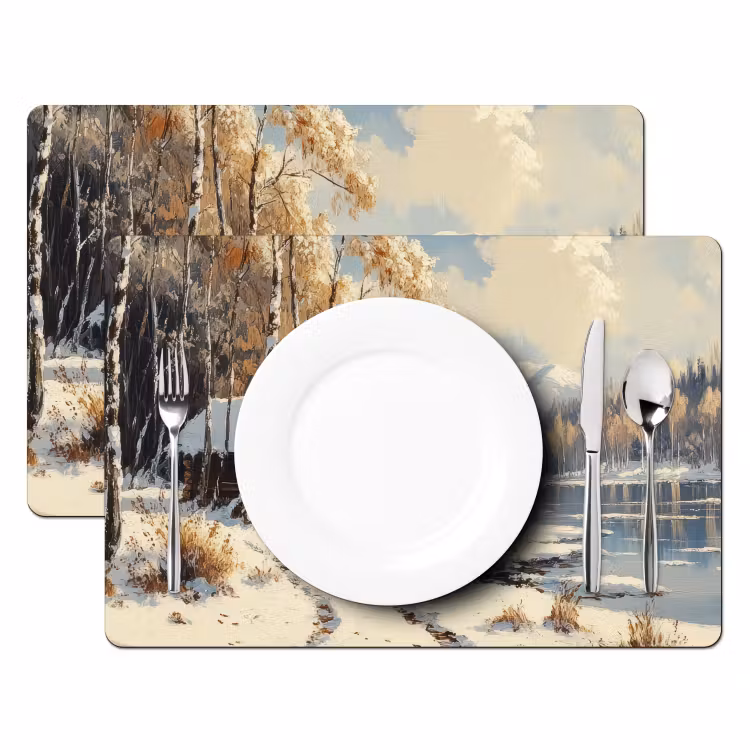Winter - Sneeuw - Huis - Natuur Placemat vinyl groot -zzsfeer2_Kitchenyeah-website