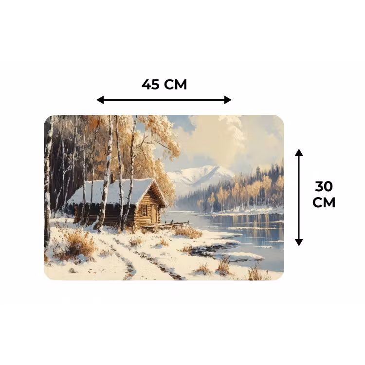 Winter - Sneeuw - Huis - Natuur Placemat vinyl groot -specs