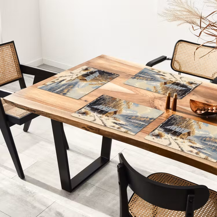 Winter - Sneeuw - Huis - Natuur Placemat vinyl groot -zzsfeer4_Kitchenyeah-website
