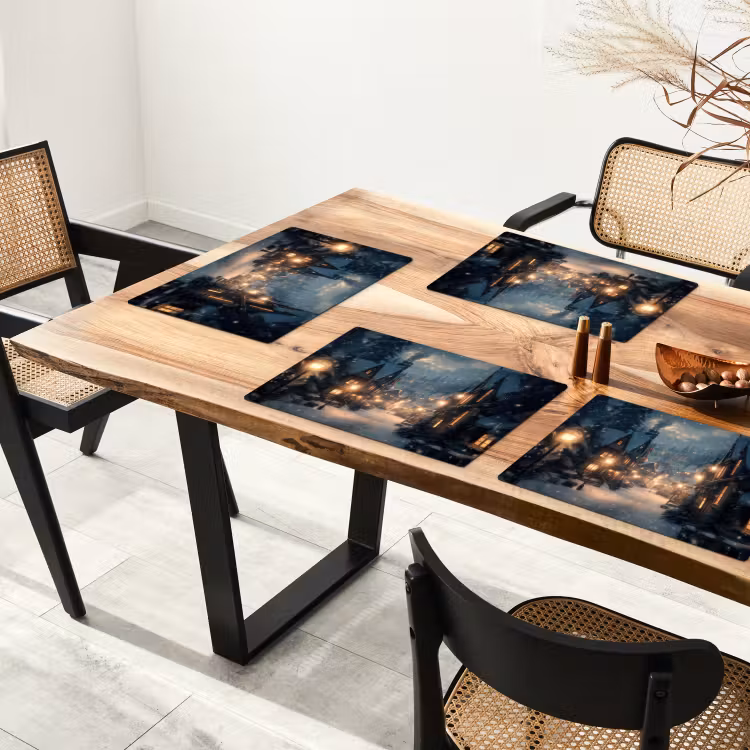 Winterdorp - Sneeuw - Donker Placemat vinyl groot -zzsfeer4_Kitchenyeah-website