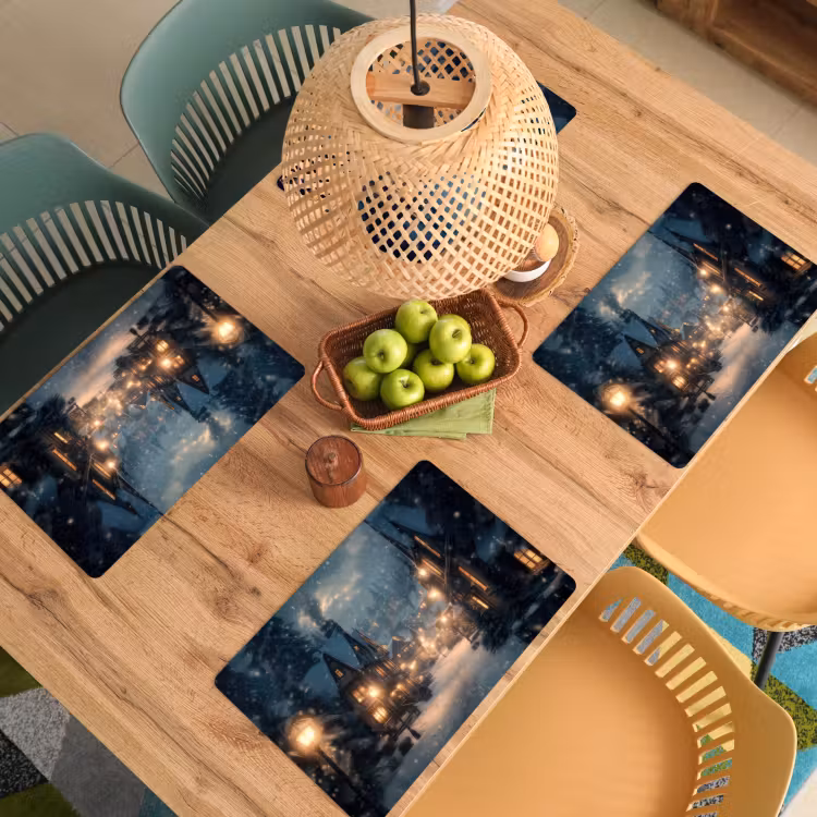 Winterdorp - Sneeuw - Donker Placemat vinyl groot -zzsfeer5_Kitchenyeah-website