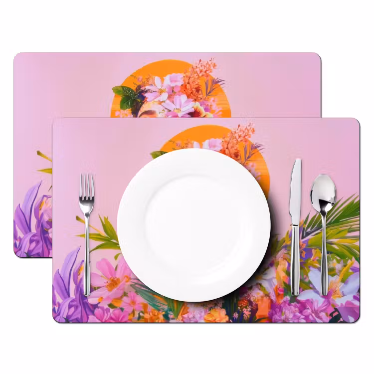 Vrouw - Abstract - Cirkel - Bloemen Placemat vinyl groot -zzsfeer2_Kitchenyeah-website