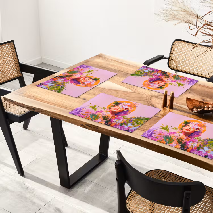Vrouw - Abstract - Cirkel - Bloemen Placemat vinyl groot -zzsfeer4_Kitchenyeah-website