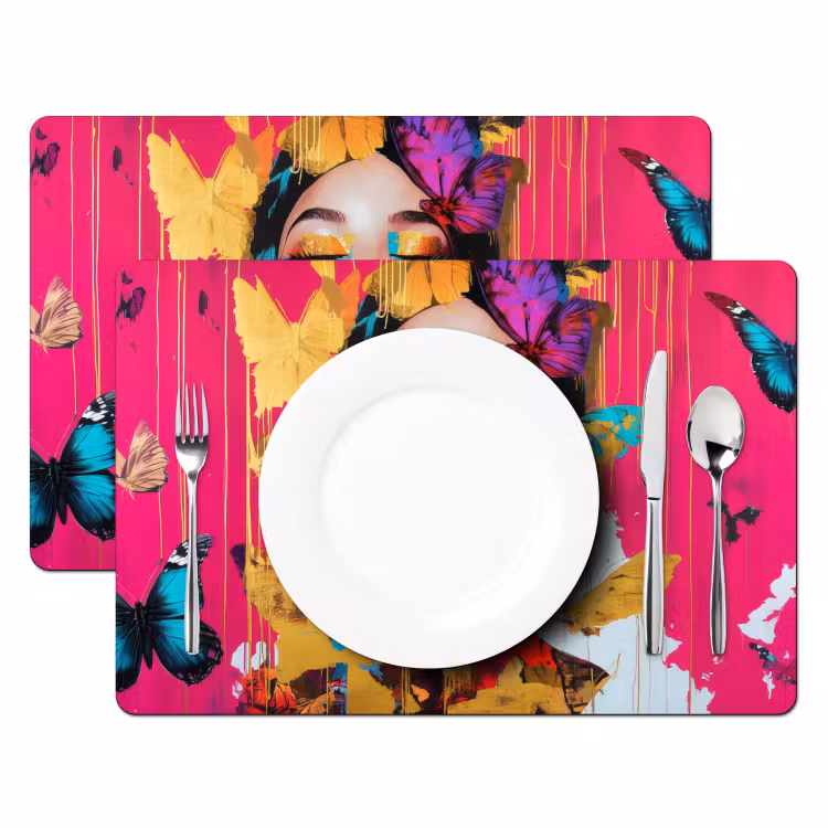 Vrouw - Abstract - Kleurrijk Placemat vinyl groot -zzsfeer2_Kitchenyeah-website