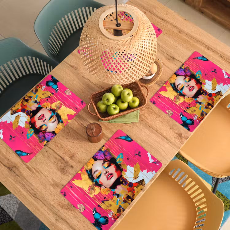 Vrouw - Abstract - Kleurrijk Placemat vinyl groot -zzsfeer5_Kitchenyeah-website