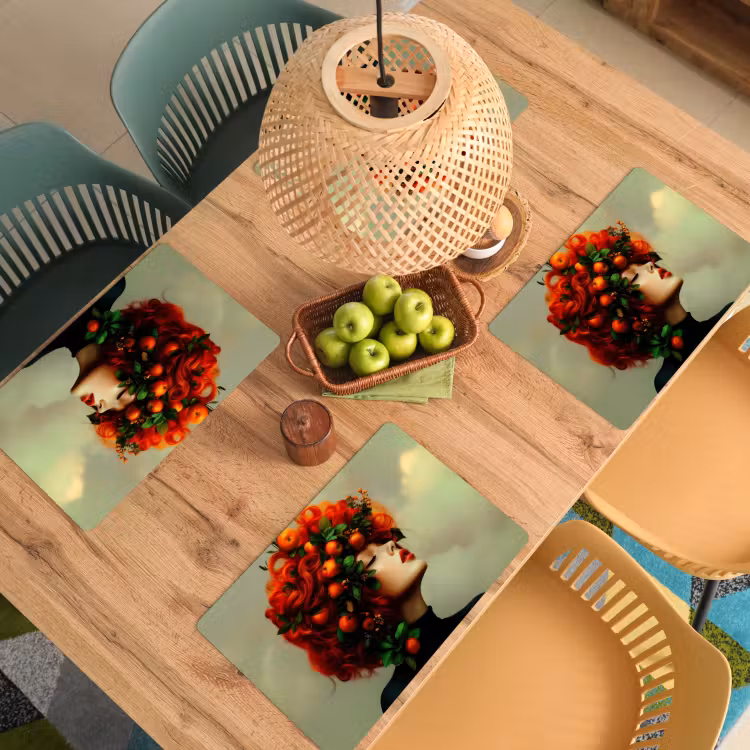 Vrouw - Appels - Rood - Bladeren Placemat vinyl groot -zzsfeer5_Kitchenyeah-website