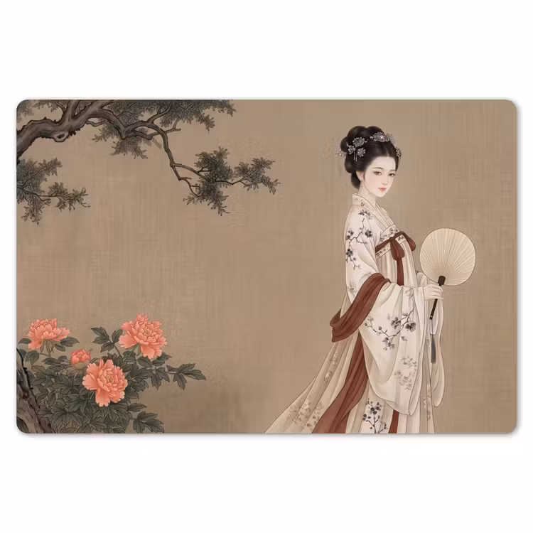 Vrouw - Azië - Kunst - Beige Placemat vinyl groot -zzsfeer1_Kitchenyeah-website