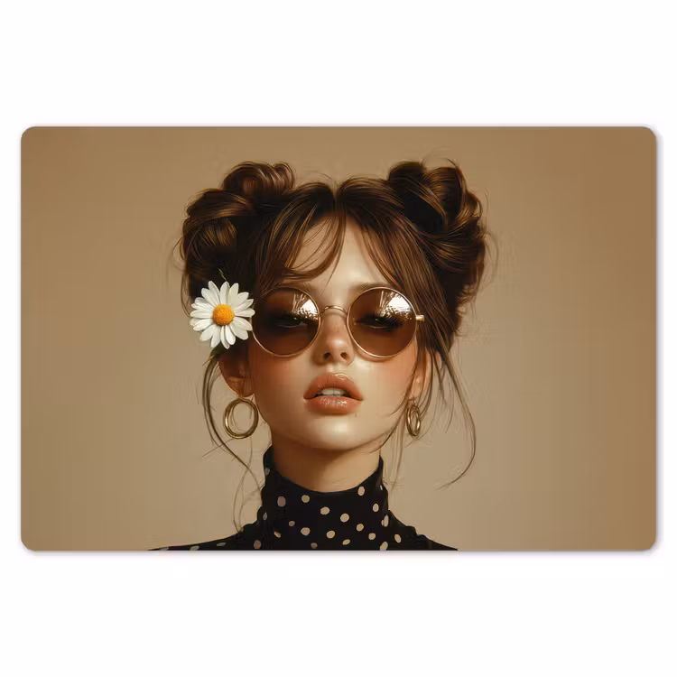 Vrouw - Beige - Bloem - Modern - Portret Placemat vinyl groot -zzsfeer1_Kitchenyeah-website