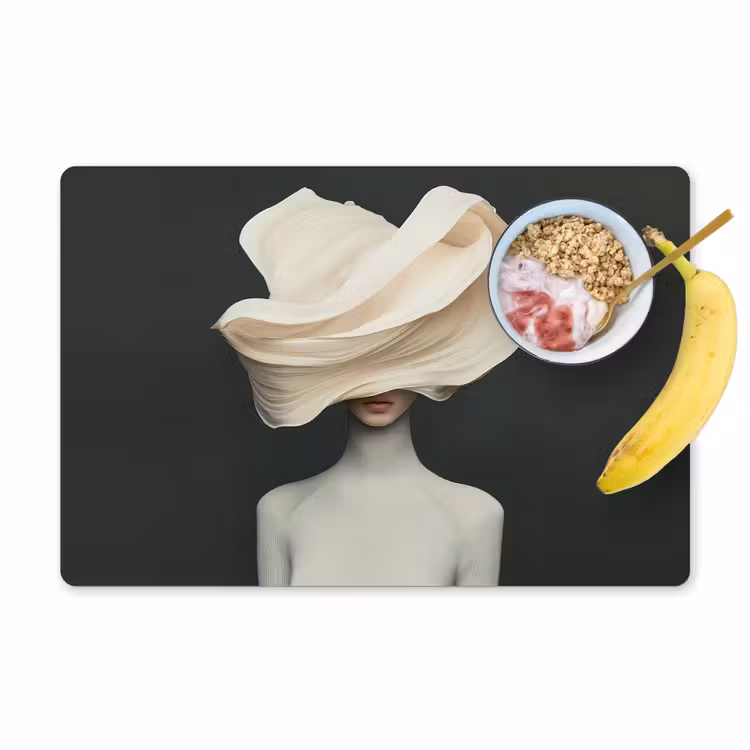Vrouw - Beige - hoed Placemat vinyl groot -zzzproduct_Kitchenyeah-website