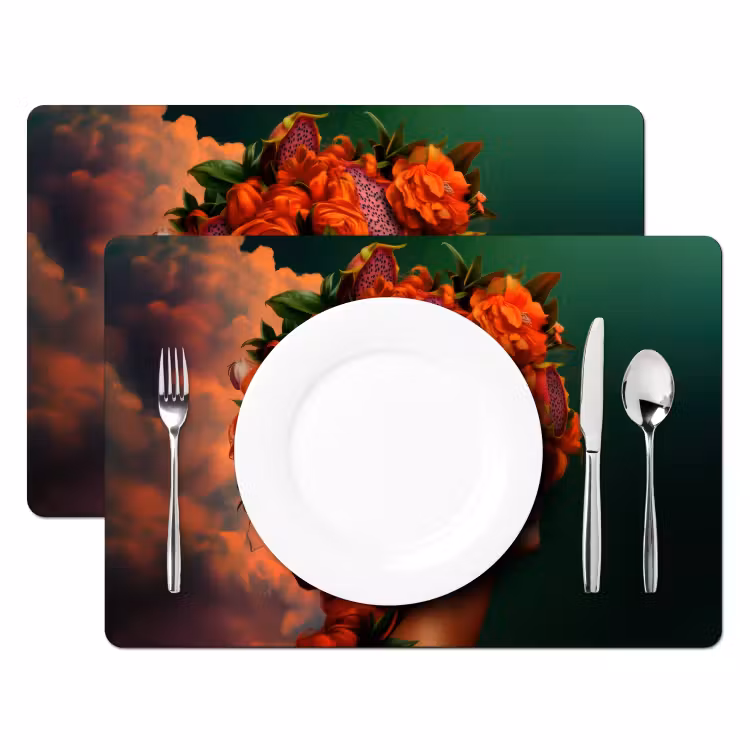 Vrouw - Drankenfruit - Rozen Placemat vinyl groot -zzsfeer2_Kitchenyeah-website