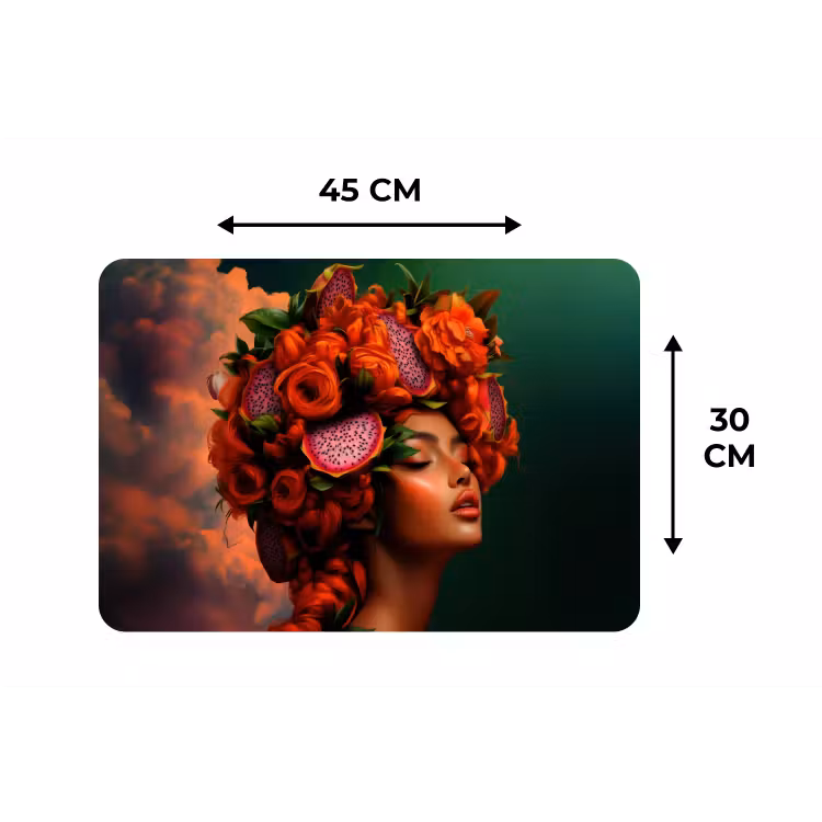 Vrouw - Drankenfruit - Rozen Placemat vinyl groot -specs