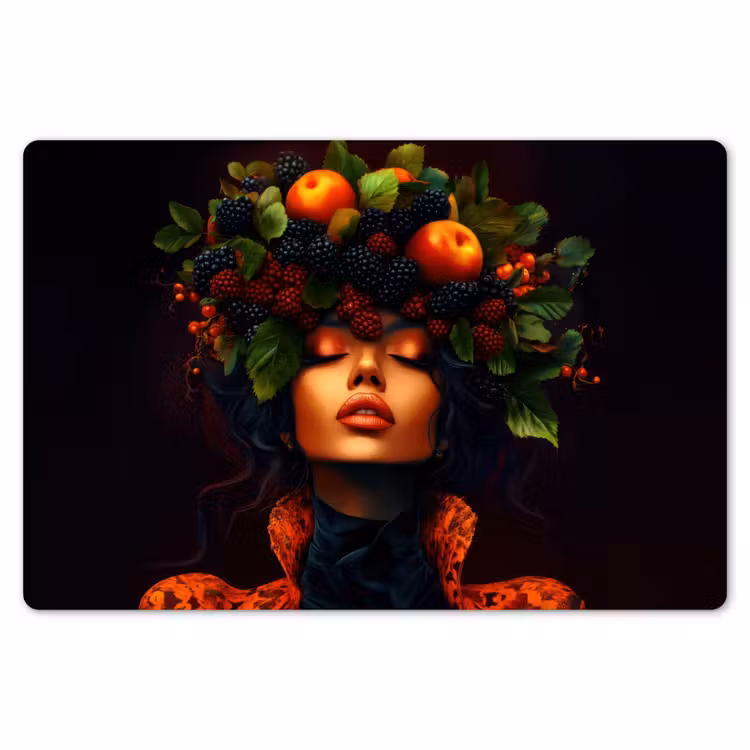 Vrouw - Zwart - Bessen - Bramen - Appels Placemat vinyl groot -zzsfeer1_Kitchenyeah-website