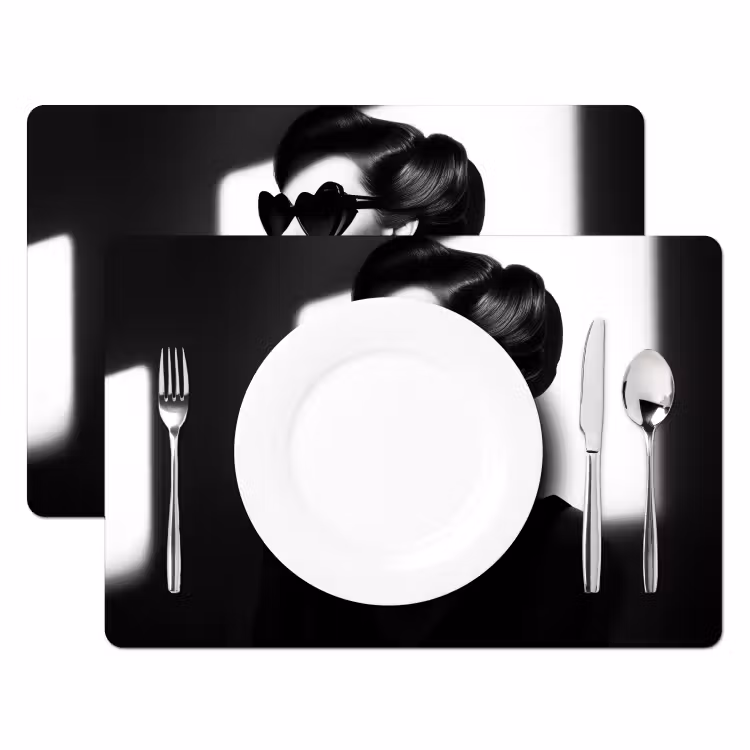 Vrouw - Zwart - Hart Placemat vinyl groot -zzsfeer2_Kitchenyeah-website
