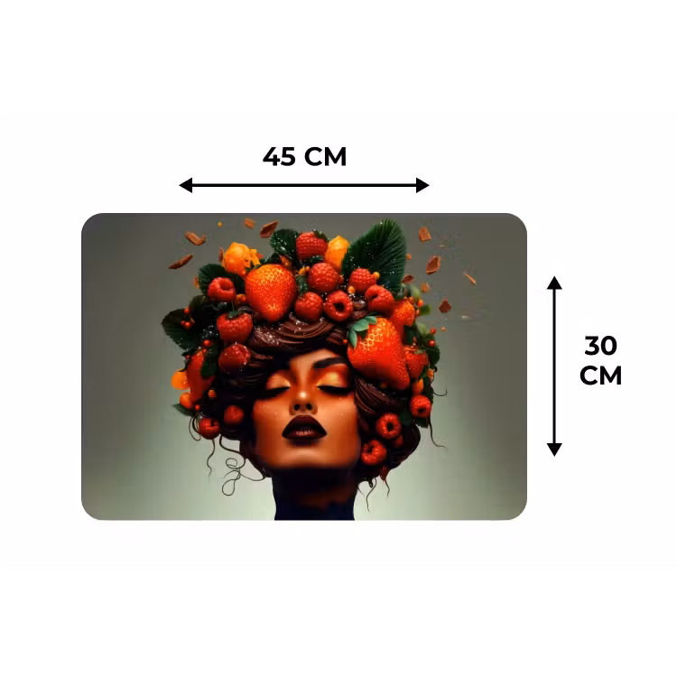 Vrouw - Chocolade - Frambozen - Aardbeien - Koekjes Placemat vinyl groot -specs