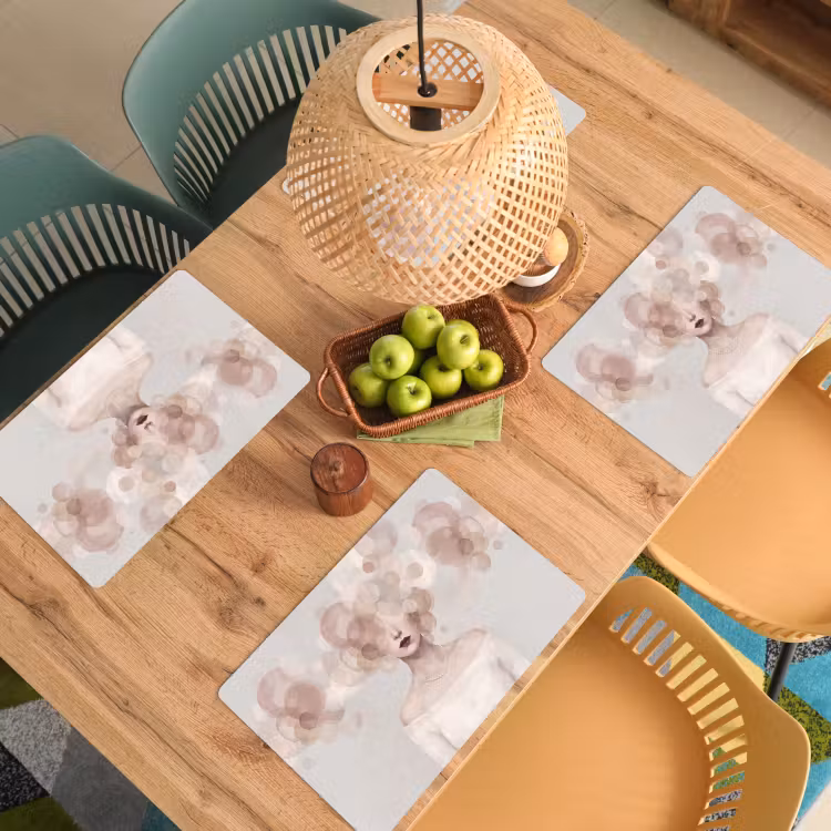 Vrouw - Cirkels - Beige Placemat vinyl groot -zzsfeer5_Kitchenyeah-website