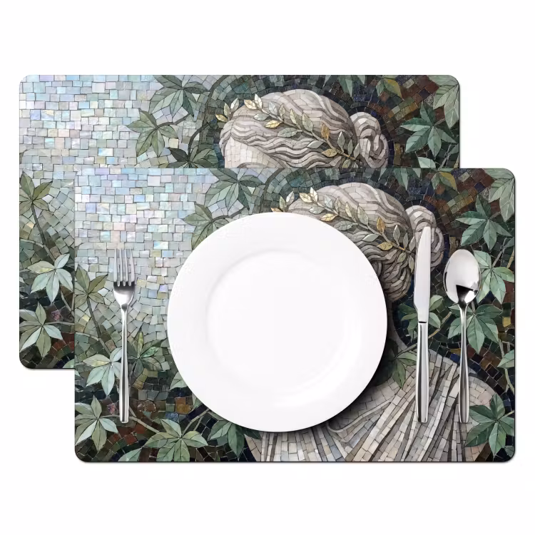 Vrouw - Klassiek - Mozaiëk - Natuur - Groen Placemat vinyl groot -zzsfeer2_Kitchenyeah-website