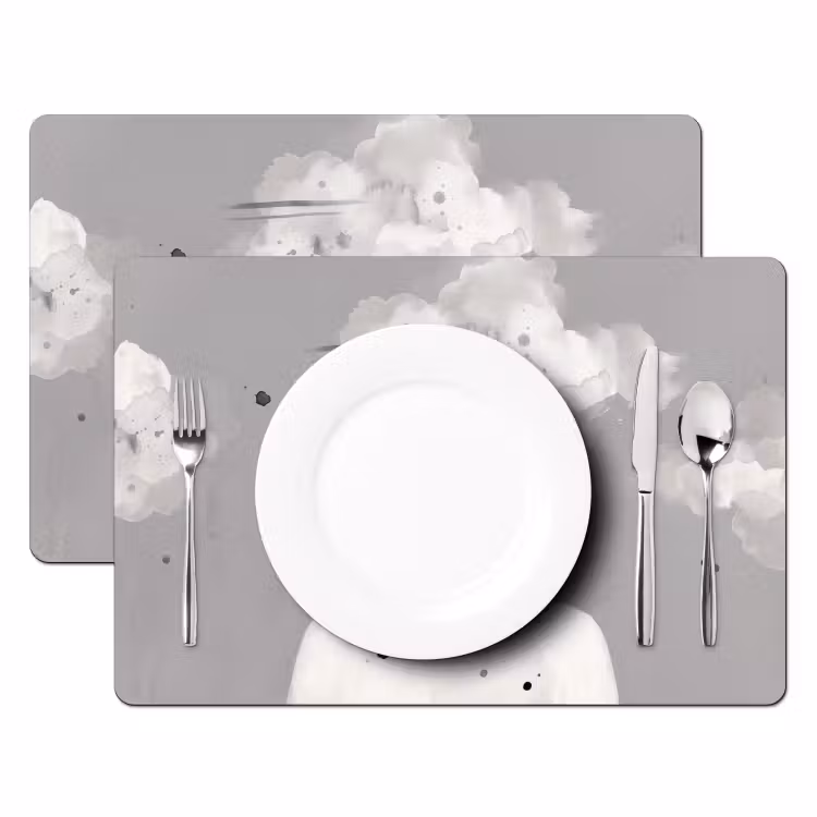 Vrouw - Wolk - Grijs Placemat vinyl groot -zzsfeer2_Kitchenyeah-website