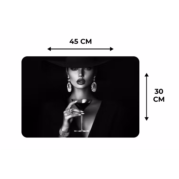 Vrouw - Cocktail - Chic Placemat vinyl groot -specs