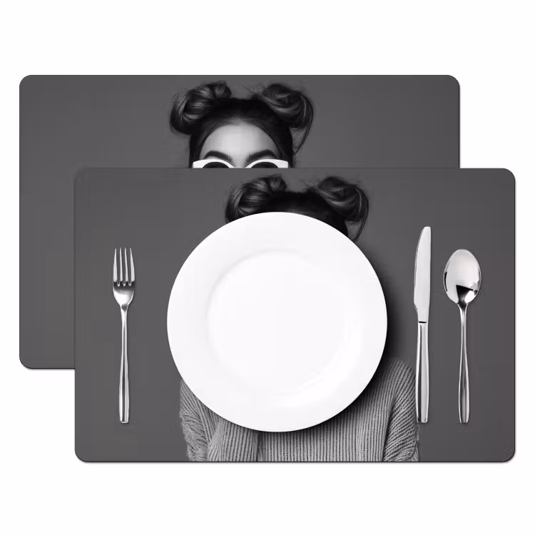 Vrouw - Koffie - Zwart - Wit Placemat vinyl groot -zzsfeer2_Kitchenyeah-website