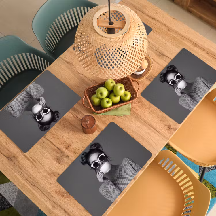 Vrouw - Koffie - Zwart - Wit Placemat vinyl groot -zzsfeer5_Kitchenyeah-website