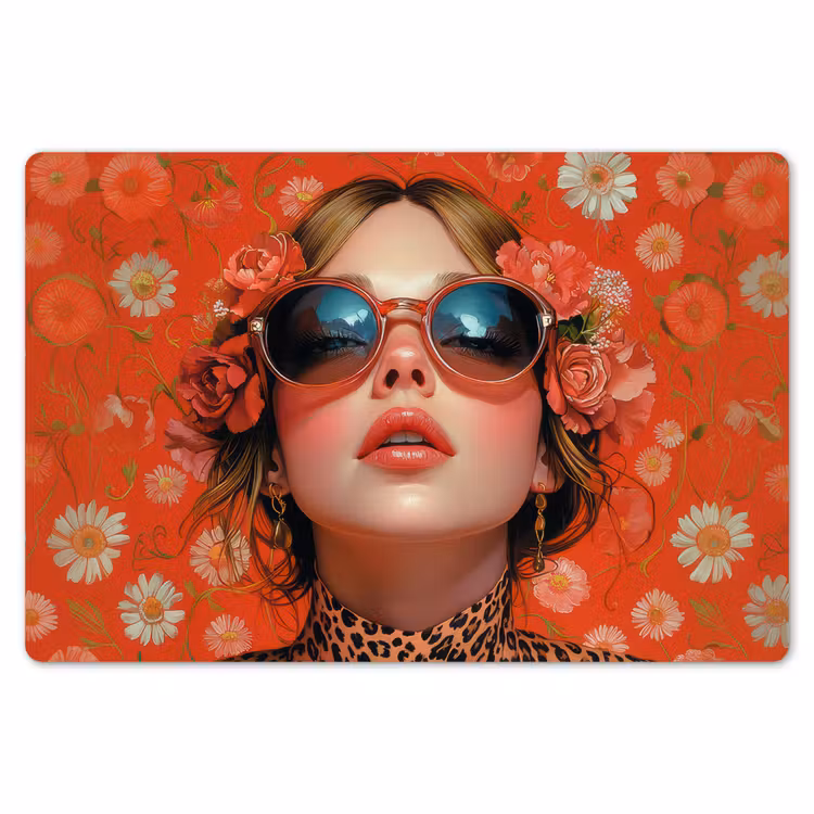 Vrouw - Kleurrijk - Dierenprint - Bloemen Placemat vinyl groot -zzsfeer1_Kitchenyeah-website