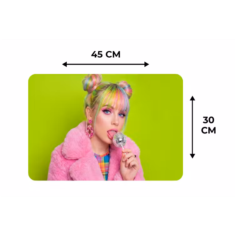 Vrouw - Kleurrijk haar - Pop art - Modern - Levendig Placemat vinyl groot -specs