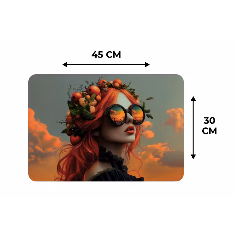 Vrouw - Kroon - Tomaat - Bascilicum - Zonnebril Placemat vinyl groot -specs