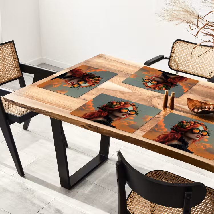Vrouw - Kroon - Tomaat - Bascilicum - Zonnebril Placemat vinyl groot -zzsfeer4_Kitchenyeah-website