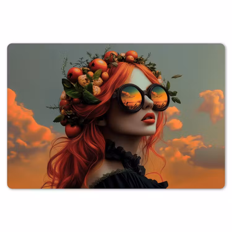Vrouw - Kroon - Tomaat - Bascilicum - Zonnebril Placemat vinyl groot -zzsfeer1_Kitchenyeah-website