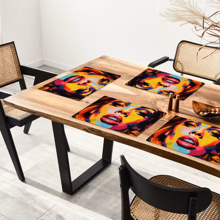 Vrouw - Gezicht - Kleurrijk Placemat vinyl groot -zzsfeer4_Kitchenyeah-website