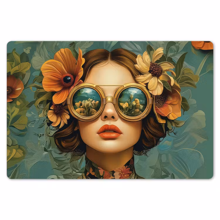 Vrouw - Bloemen - Vlinders - Natuur - Vintage Placemat vinyl groot -zzsfeer1_Kitchenyeah-website
