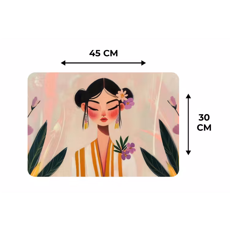 Vrouw - Bloemen - Pastel Placemat vinyl groot -specs