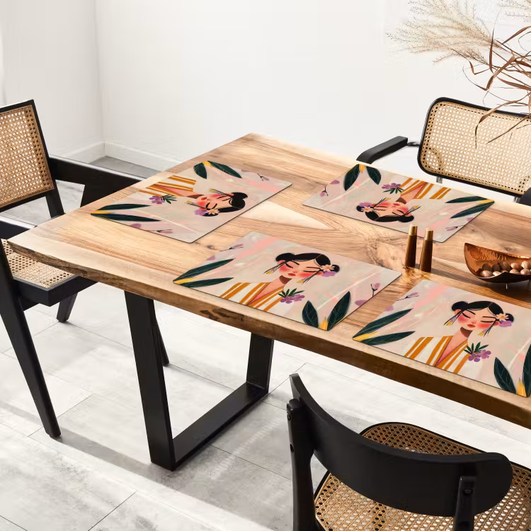 Vrouw - Bloemen - Pastel Placemat vinyl groot -zzsfeer4_Kitchenyeah-website
