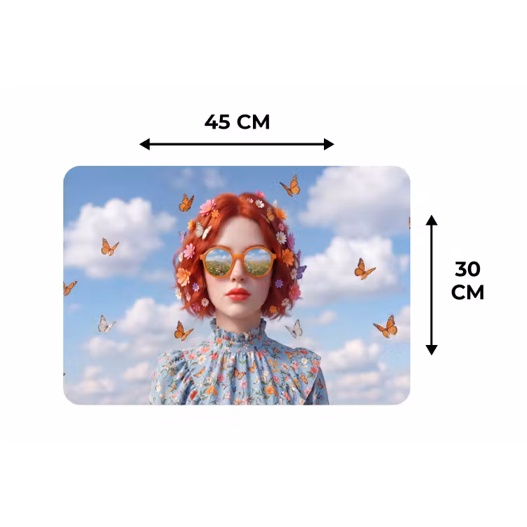 Vrouw - Bloemen - Zomer - Portret - Kleurrijk Placemat vinyl groot -specs