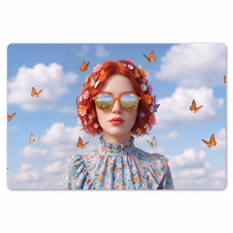 Vrouw - Bloemen - Zomer - Portret - Kleurrijk Placemat vinyl groot -zzsfeer1_Kitchenyeah-website