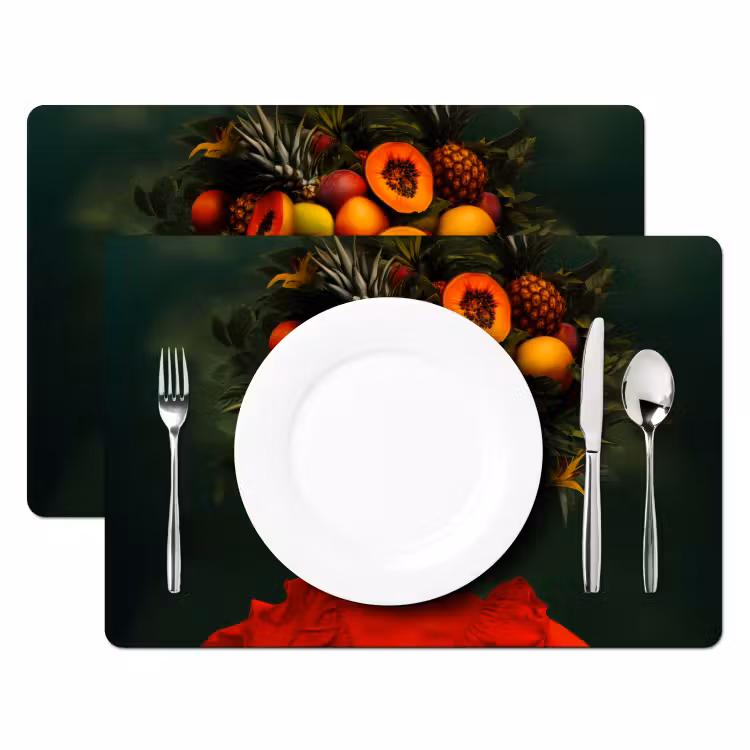 Vrouw - Vruchten - Papaja - Ananas Placemat vinyl groot -zzsfeer2_Kitchenyeah-website