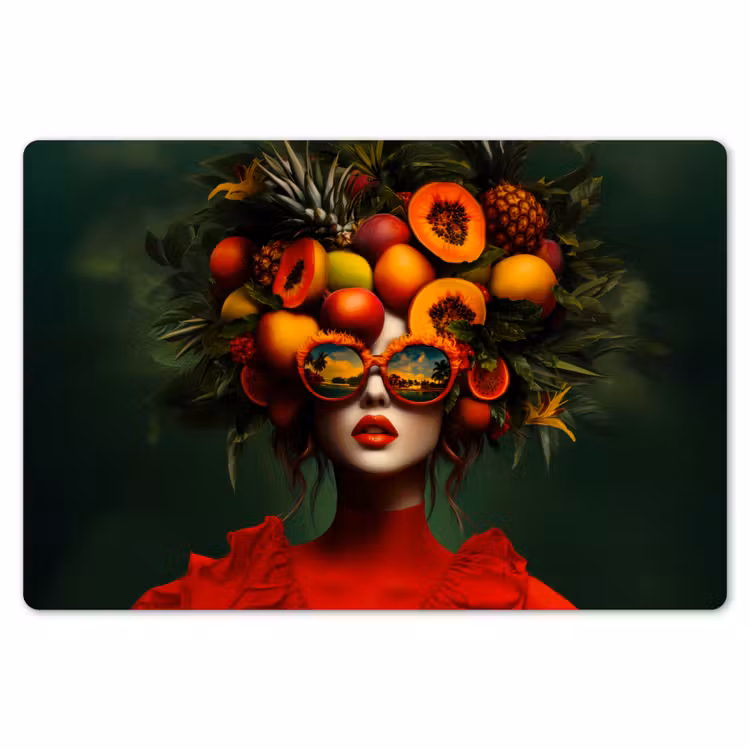 Vrouw - Vruchten - Papaja - Ananas Placemat vinyl groot -zzsfeer1_Kitchenyeah-website