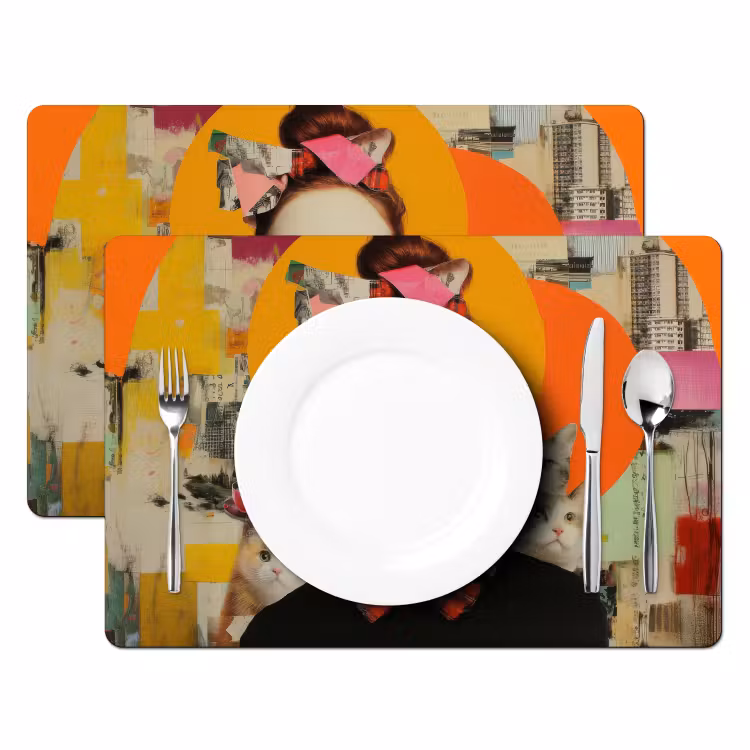 Vrouw - Bril - Strik - Retro Placemat vinyl groot -zzsfeer2_Kitchenyeah-website