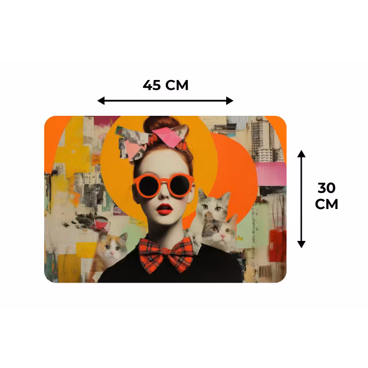 Vrouw - Bril - Strik - Retro Placemat vinyl groot -specs
